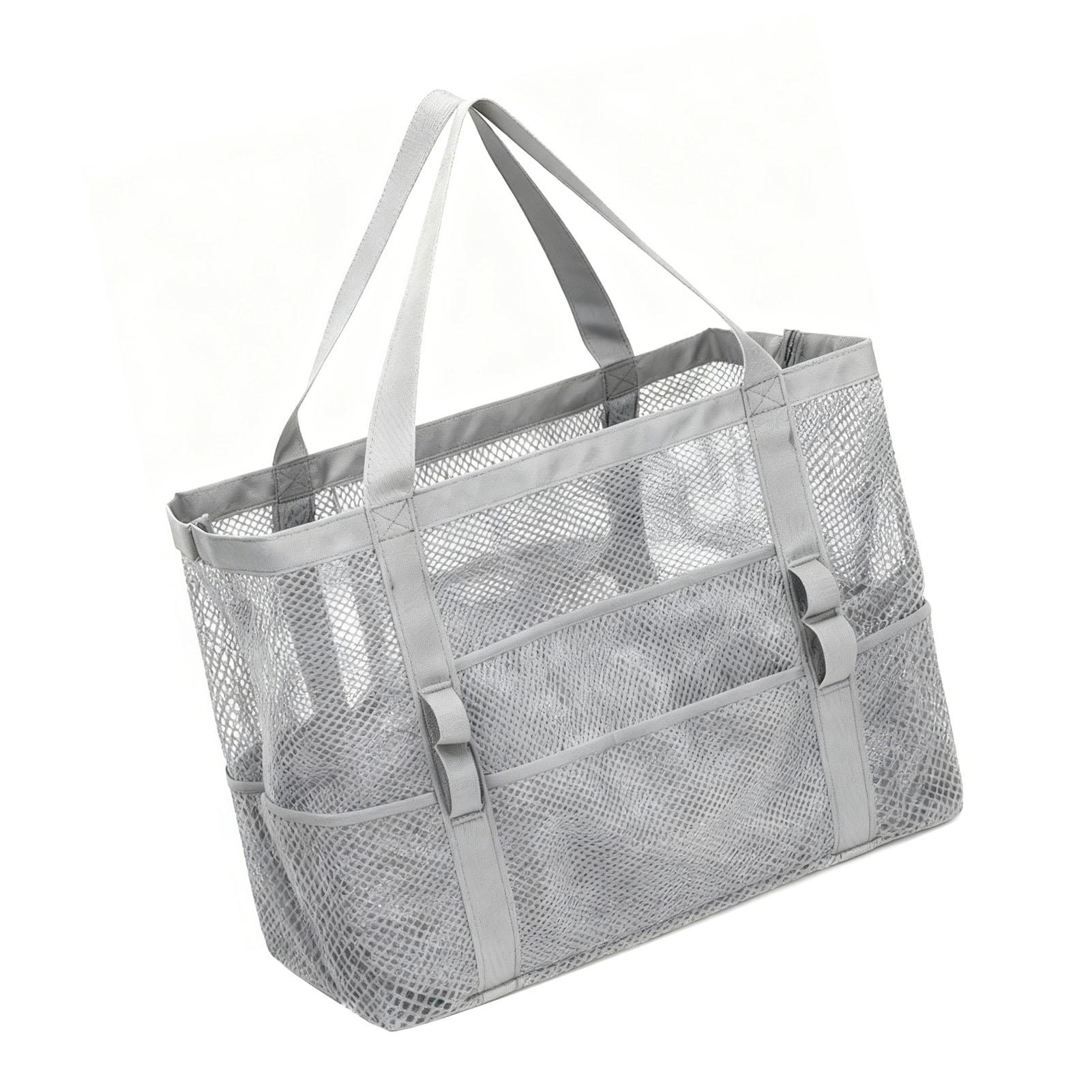 

Mesh Bch Bag for Women Men Nylon Shoulder Handbag Family Swim Bag with ket for Vacation Travel Pool