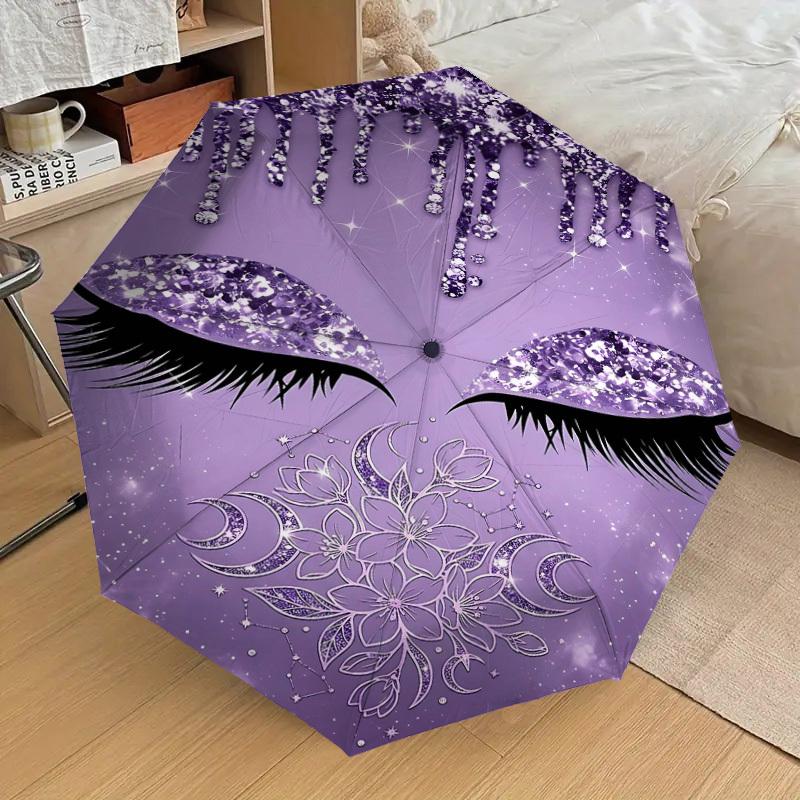 1PC Eyes Glitter Umbrella-8-Rib Reinforced Portable Folding Travel Suitable for All Seasons Outdoor Daily Use Is an Ideal Choice -K0356