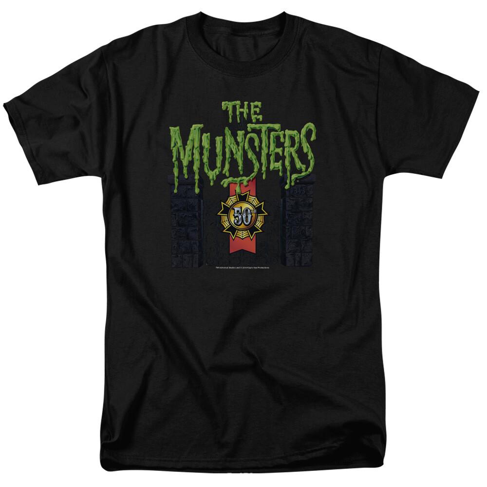 26 The Munsters 50 Year Logo T Shirt Mens Licensed Classic TV Herman Eddie Black Unisex T-Shirt S разноцветный