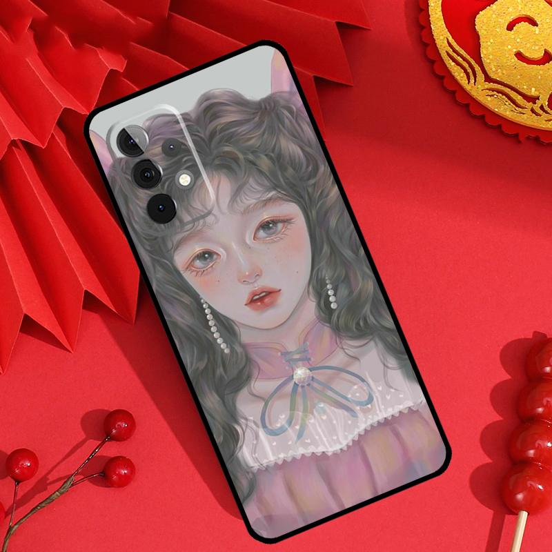 Cute And Beauty Girl Color Painting Case For Samsung Galaxy M15 M55 M31 M13 M11 M12 M14 M06 M16 M36 M56 M53 M32 M52 M35 M34 M54