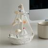 Modelos de Velheiros de Madeira Náutica Estilo Praia Costeira Navio Azul Branco Figura de Mesa para Decoração de Casa Sala de Estar Escritório Fazenda
