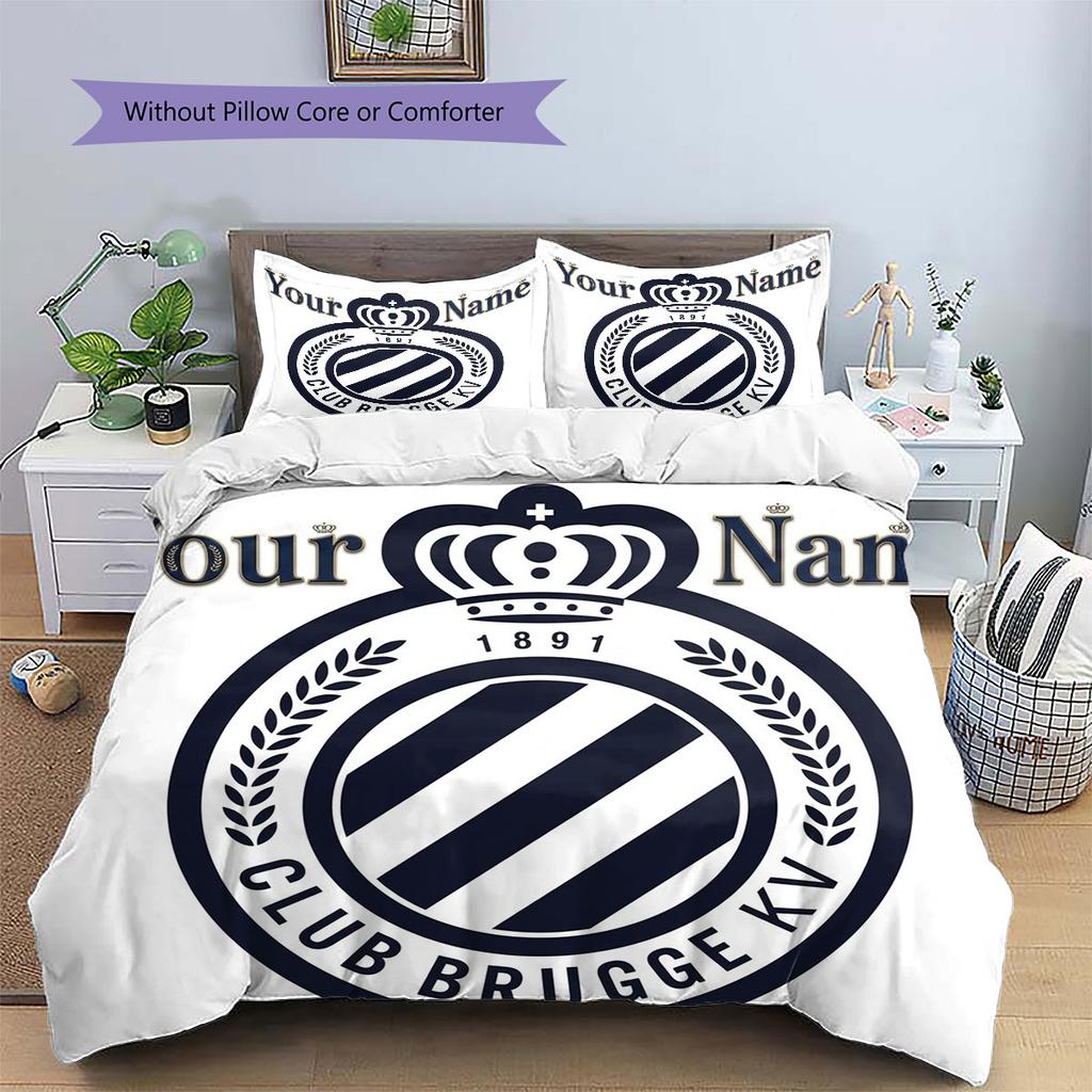 Club Brugge KV Custom Name Pattern Bedding,Quilt Set Quilt Cover Pillowcase Home Birthday Gift(1 * Duvet Cover + 2 * Pillowcase, Without Core)