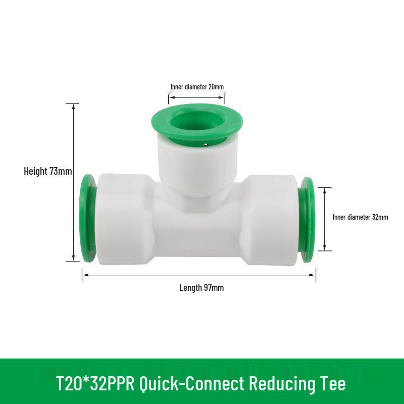 Quick Connect PPR Ball Valve PVC Elbow Tee, No Hot Melt, 4 Points/40 PE Water Pipe Fittings.