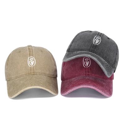 Washed Cotton Floral Embroider Baseball Caps Women Men Fashion Solid Color Peaked Hats Summer Sunshine Snapback Trucker Gorras
