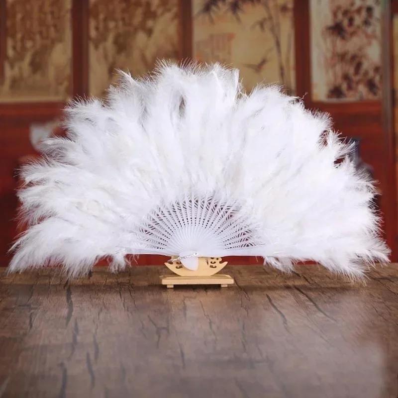 Weicher Flauschiger Lady Burlesque Hochzeit Hand Kostüm Tanz Federfächer Abanicos De Mano Handfächer