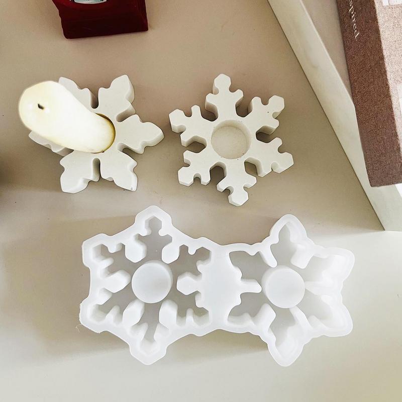 Christmas Snowflake Candlestick Mold Christmas Mold Snowflake Candlestick Plaster Mold Tealight Holder Terrazzo Resin Mold