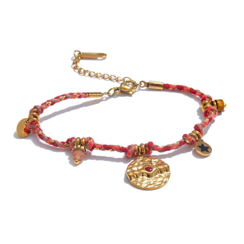 

Винтажный браслет-манжета из нержавеющей стали с цветным плетеным шнуром ручной работы для женщин, модное украшение на запястье, оптовый подарок