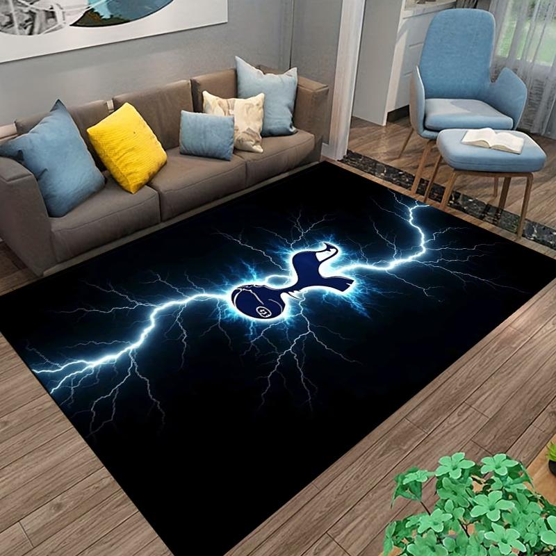 "Football Logo Carpet with Lightning Design - Modern Floor Rug" Suitable for use as an anti-slip for living room bedroom sofas
