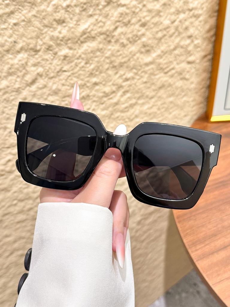 1Pc Fashionable Oversized Square Frame Sunglasses, Classic Versatile Color Scheme, Suitable for Parties, Vacations, and Driving