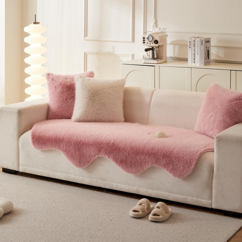 

[Mink velvet] High luxury winter special-shaped sofa cushion irregular leather sofa non-slip sofa cover new model 90*90cm