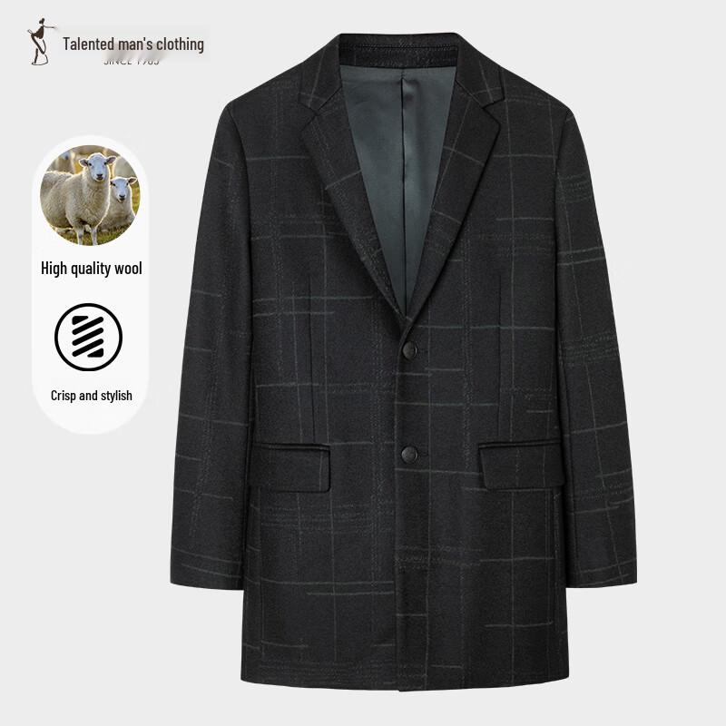 

Пальто мужское средней длины из смесовой шерсти в крупную клетку L