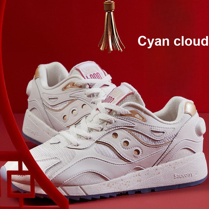 SAUCONY Shadow 6000 Retro Confortabil Piele Sintetică Durabil Joasă Casual Pantofi de Alergare Unisex sneaker Alb Platină S79020-1