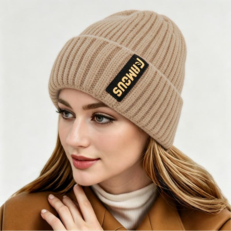 Large elastic hat women's new autumn and winter knitted wool hat women's fashion warm bag head cold hat