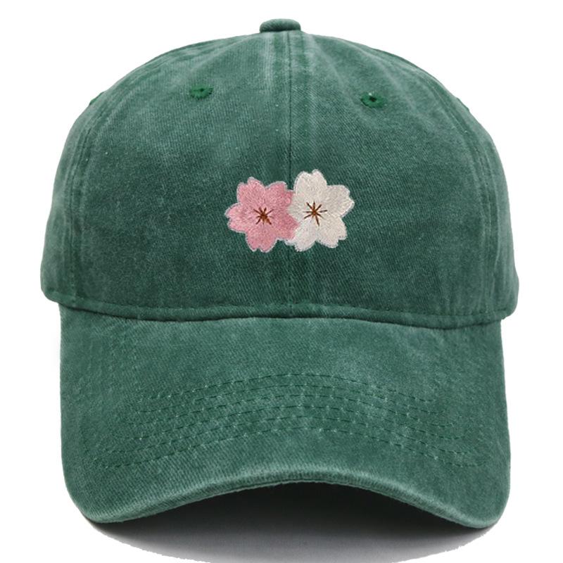 Flower Embroidery 100% Cotton Washed Cherry Blossom Cowboy Hat Summer Hat Luxury Man Hat Golf Designer Golf Women Men'S Dad Hats
