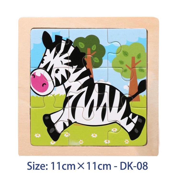 11cm/4.33in Kids Wooden Jigsaw Puzzle Games Cartoon Animal Vehicle Pattern Children Montessori Educational Toys