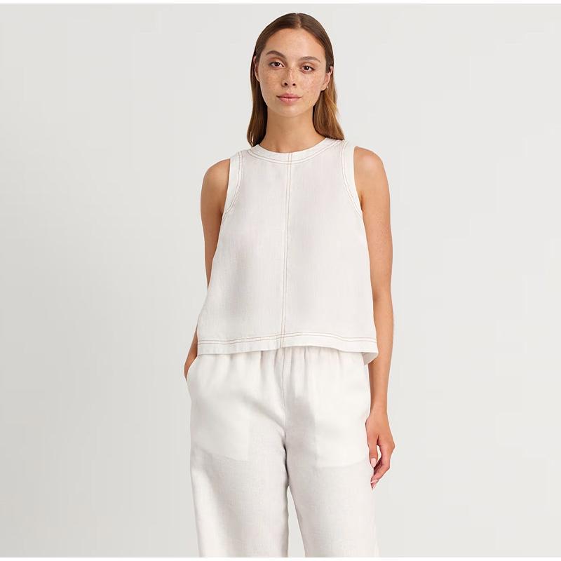 Solid Color Tank Top and Wide Leg Pant Sets Cotton Linen Summer Suit Casual Vest + Trouser Vacation Homwear Women Outfits 2025 New