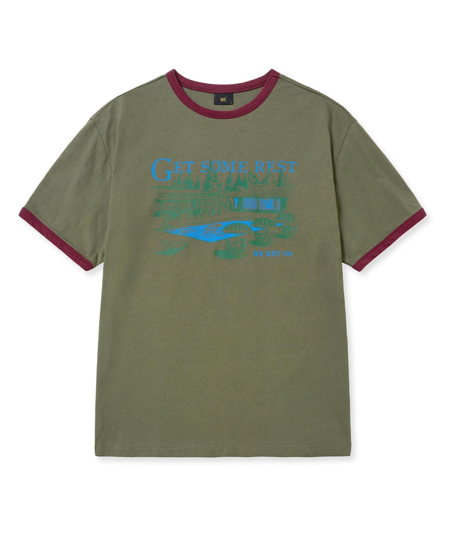Brown Bless Rest Ringer Tee - Khaki Khaki/L