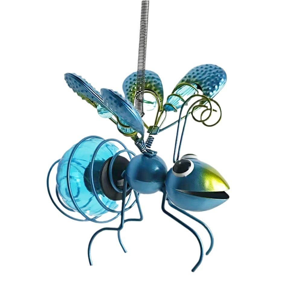 Simulation Solar Powered Insect Light Garden Decor Hanging Flying Insect Lamp Metal Insect Lamps синий