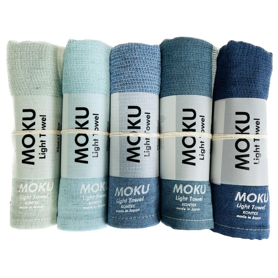 

Contex MOKU Towel Medium Face Towel Set of 5 | Original Selection | A. Blue Tones: Mint, Aqua, Blue, Turquoise, Navy | 33 x 100cm | Imabari