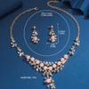 3 pcs Zircon set with artificial pearl decorative necklace and earrings, suitable for women to attend parties