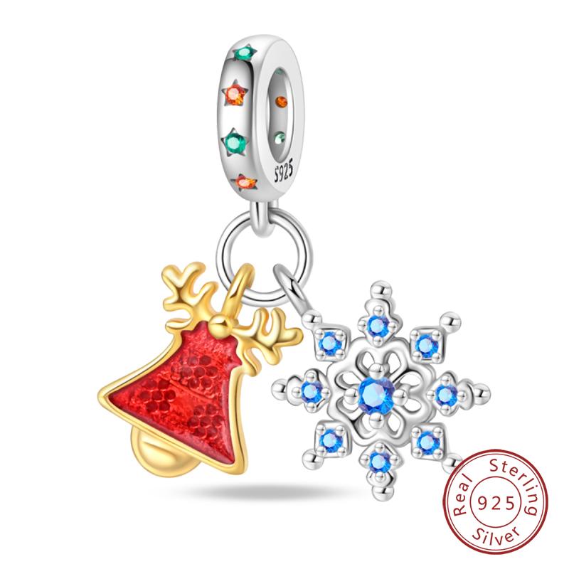 New Winter Charms Bead Copper Snowflake Snowman Penguin Deer Dangle Fit Bangle Bracelet Necklace Diy Jewelry