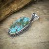 Tibetan Turquoise Gemstone 925 Sterling Silver Jewelry Pendant 2.36" M-161