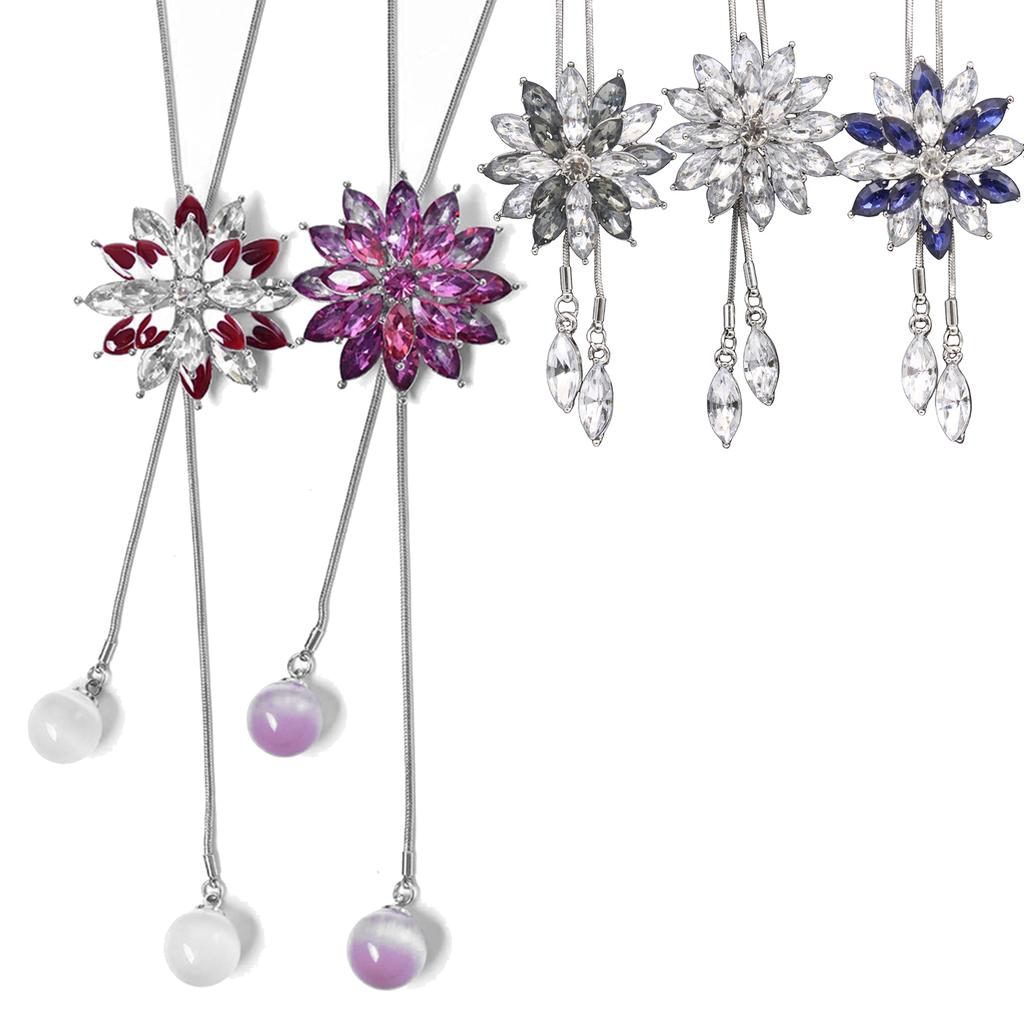 Dammode Rhinestone Snowflake hängsmycke lång kedja tröja halsband present