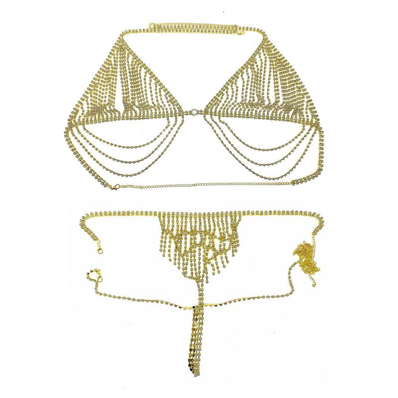 New Rhinestone Body Chain, Sexy Nightclub Underwear Set Stage Show Body Clothing Body Chain