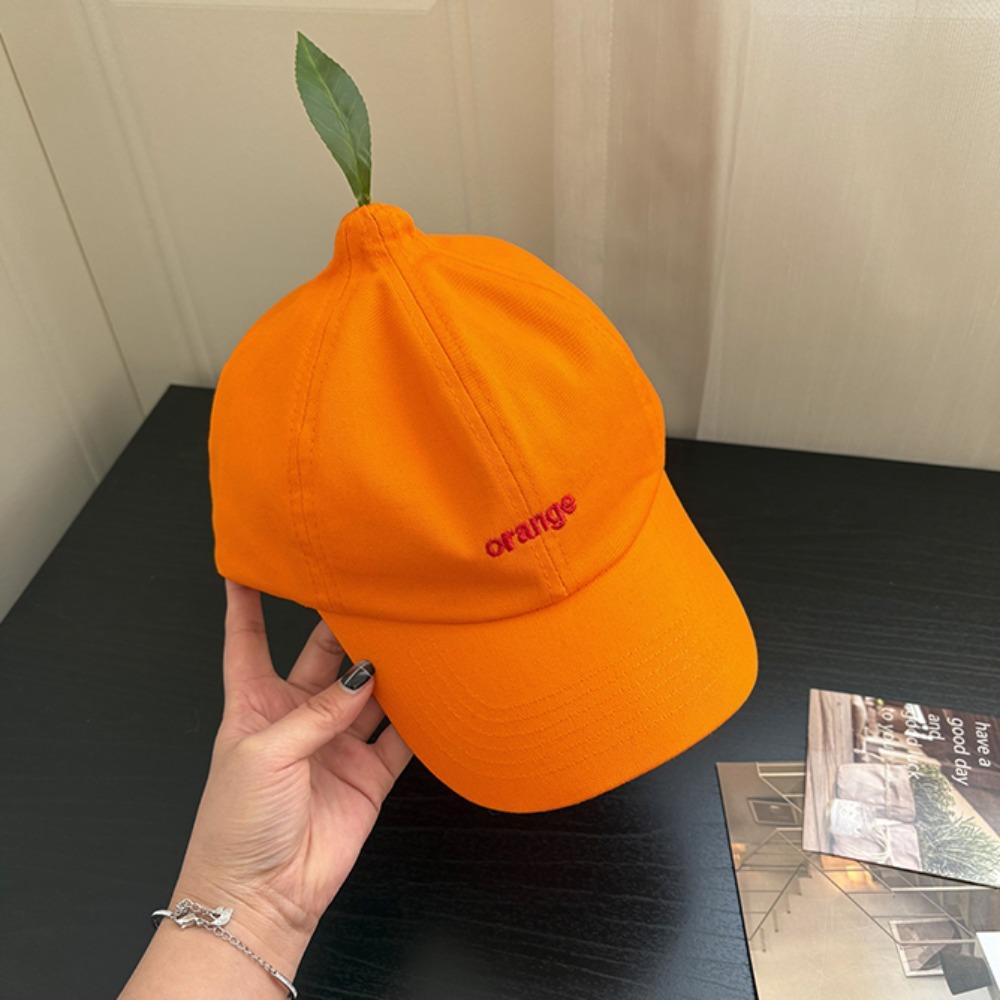 Sunscreen Embroidered Letter Hat Peaked Creative Orange Cap Casual Orange Baseball Cap  Men