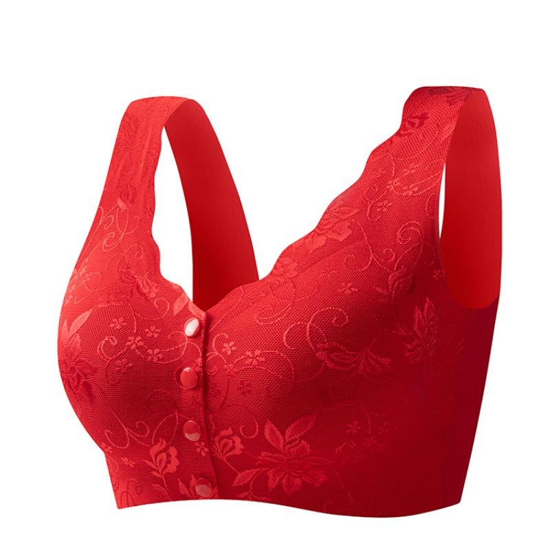Plus Size Front Buckle Wireless Seamless Vest Style Bra For Middle Aged Women