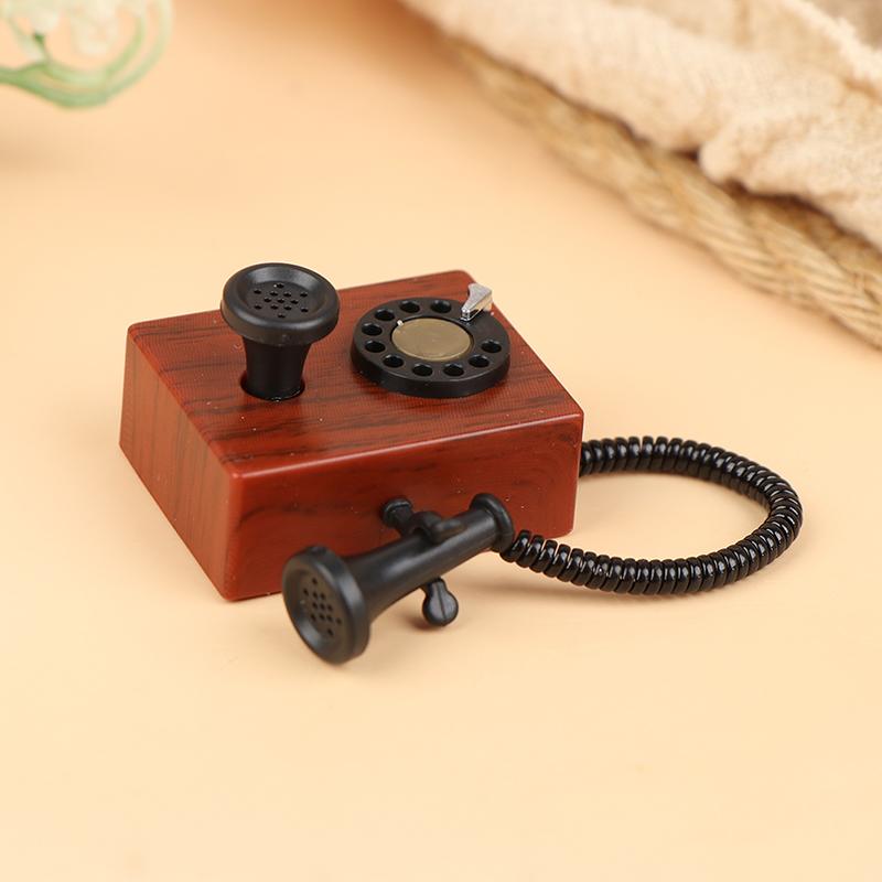 1Pcs Dollhouse Retro Telephone Dollhouse Toys
