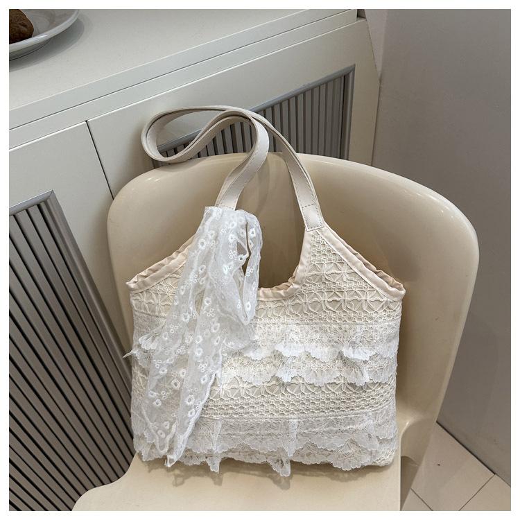 2025 New Spring and Summer Leisure Vacation Fairy Gas Lace Mesh Underarm Large Capacity Shoulder Bag Satchel Women's Bag