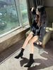 2025 Spring and Autumn Fashion Versatile Single Boots Versatile Short Boots Pointed Thick Heel High Heel Martin Boots Knitted Stretch Socks Women