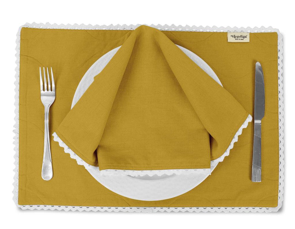 Vargottam Schwarz Einfarbig Heimdekor Waschbar Wendbar Spitze Essplatzsets Mit Servietten Set-Pack Von