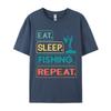 Top Tshirts Eat Sleep Fish Repeat TShirt Pure Cotton O Neck Men Top Tshirts Design Camisas Basicas Hombre