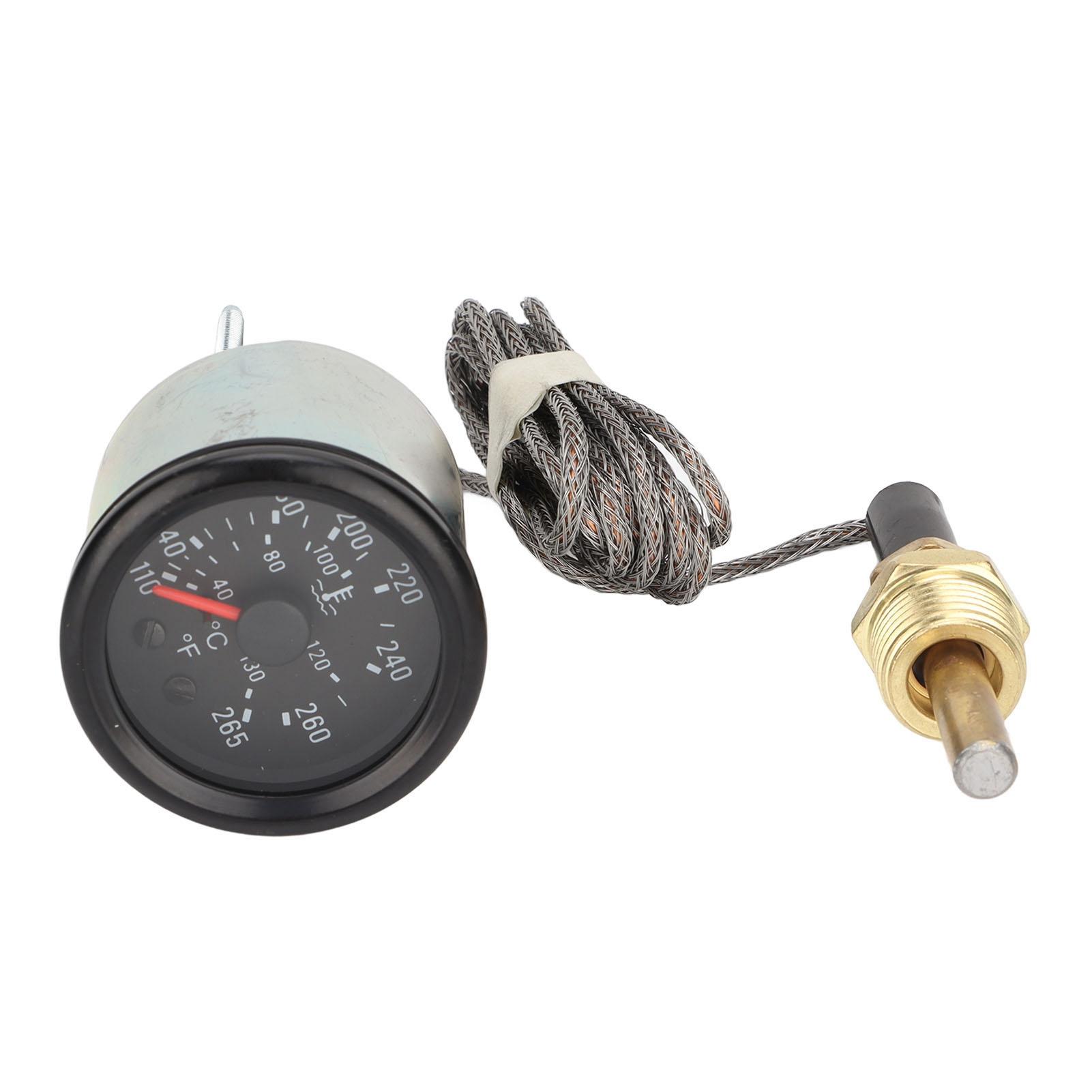 Watertemperatuurmeter met Sensor 52mm Wijzerplaat Mechanische Watertemperatuurmeter voor Technisch Voertuig DC12V black