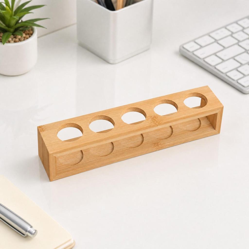 Bamboo and Wood Desktop Organizer Easy to Clean Cosmetics Storage Shelf