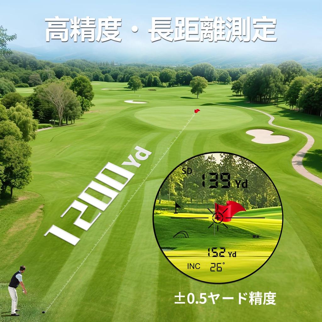122g Golf Compact and Lightweight Laser Distance Measuring High Transmittance Fastest Pin Elevation Continuous Vibration 6x Easy Suitable for