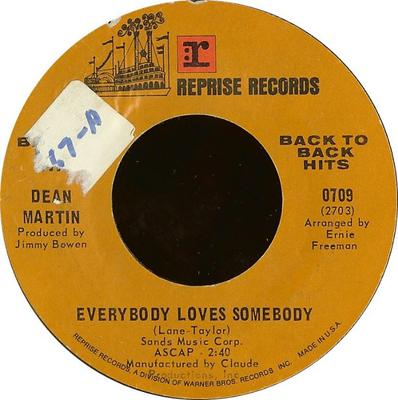 7inch Record DEAN MARTIN - Everybody Loves Somebody / A Millio 0709 Reprise Records US Pop Used