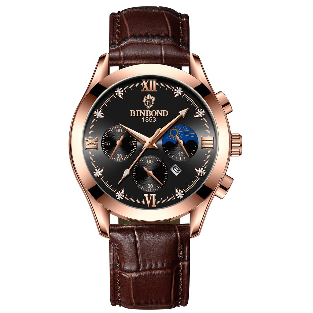 With Gift Box Men's Waterproof Luminous Calendar Men's Watch Fashion Leather Sports Quartz Watch