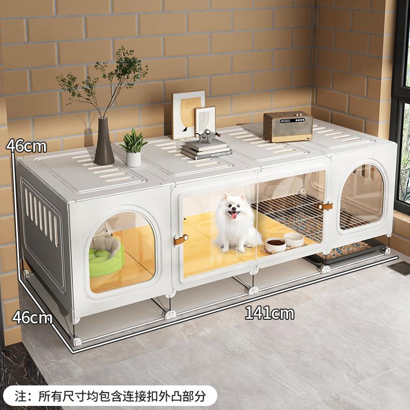 Cage pour Petit Chien avec Toilettes Luxe Une Pièce Un Salon Villa pour Animaux de Compagnie Cage pour Chiots avec Zone Toilettes Séparée Maison pour Chiens d'Intérieur