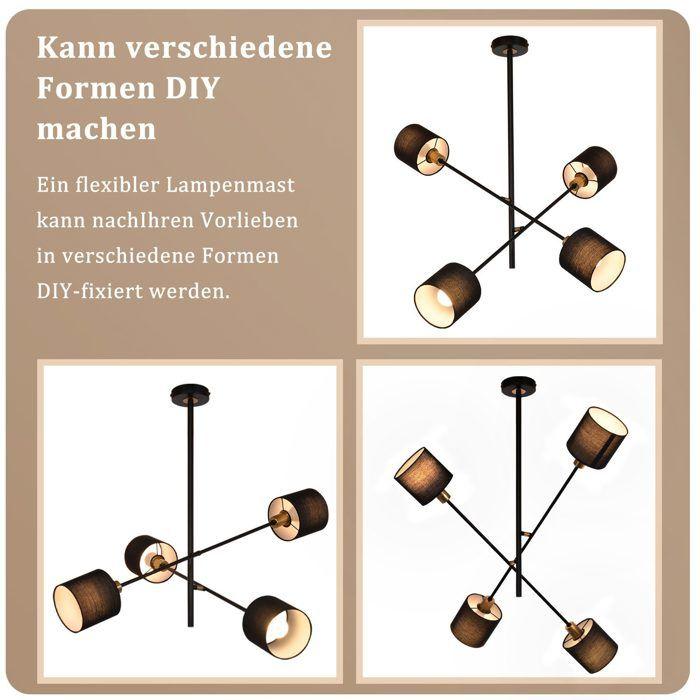 NETTLIFE Suspension - 68x68x85 cm - Noir - Métal - 4 ampoules E27