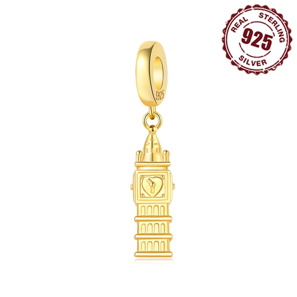 Copper Golden Colour London Big Ben Pendants Bracelet Charms Fit Women Jewelry Party Beads Diy Fine Gift Accessory
