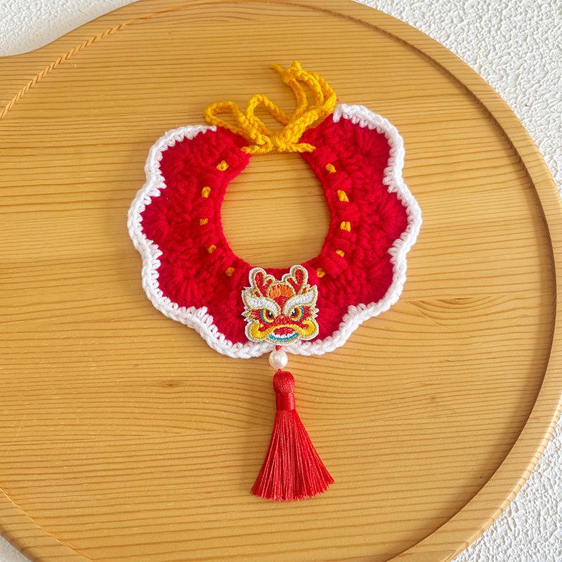 New Year Neckwear: Pet Gaiter & Scarf for Cats & Dogs - Festive Knit Collar for Chinese New Year