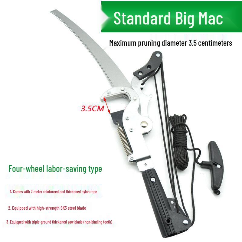 Aluminum Alloy Telescopic Pole and Pruner with High Branch Saw for Tree Pruning.