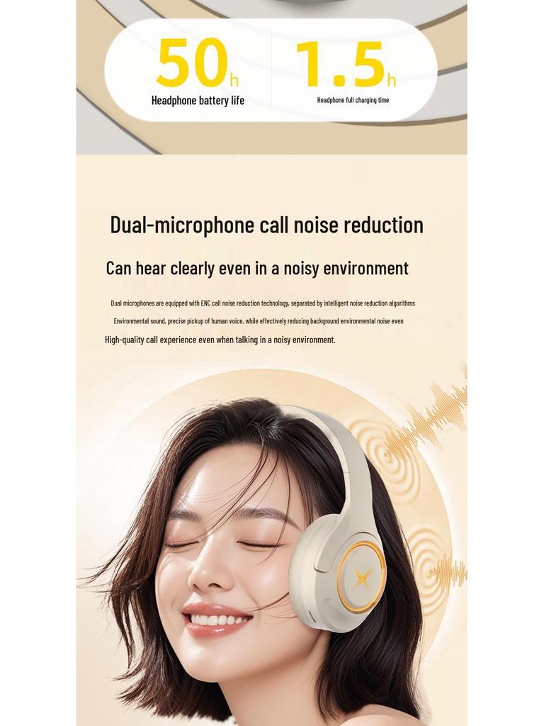 New 2025 Over-Ear Wireless Bluetooth Gaming Headset with Noise Cancelling, Card Slot, Luminous Design, and Extended Battery Life.