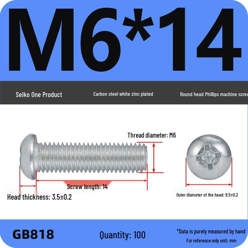 4.8 Grade Galvanized Phillips Round Head Screw (M2-M8)