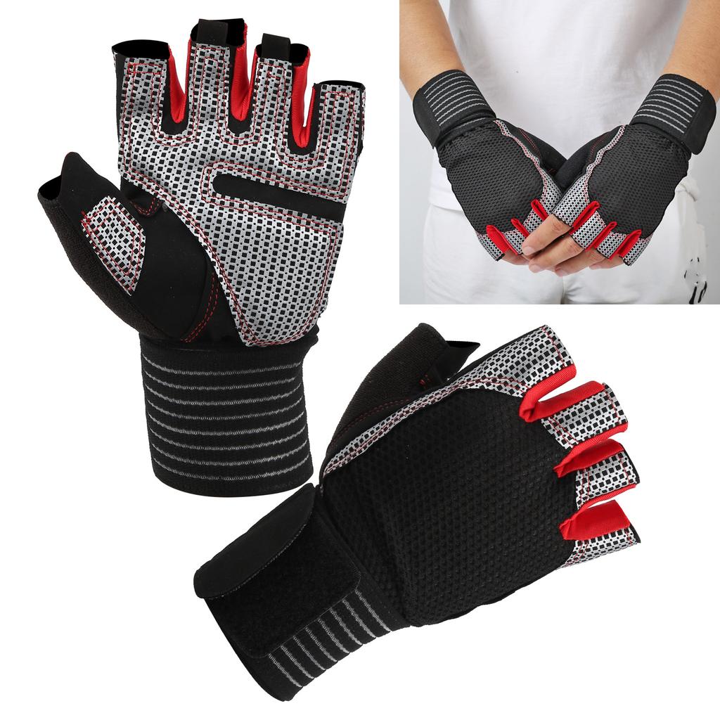 Half Finger AntiSlip Fitness Gloves Weight Lifting Sport Gloves with Wrist Support