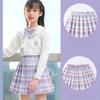 Spódnica JK dla dziewcząt Mundurek Spódnica w kratę Dziecięca sukienka wiosenna Spódnica w stylu college Spódnica plisowana Spódnica jesienna Letnia krótka spódnica