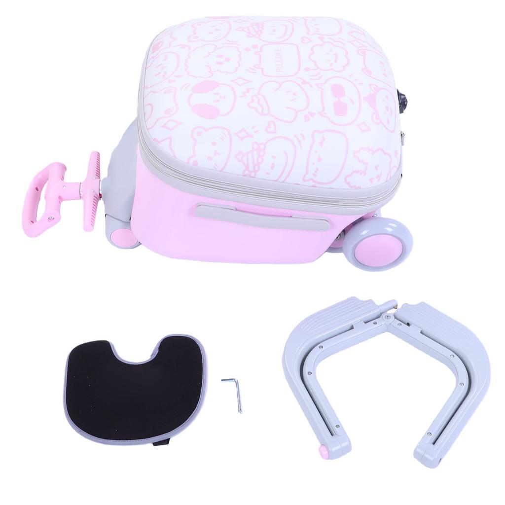Kinder Mitfahr-Koffer mit Sitz 20 Zoll Handgepäckkoffer 2-in-1 Kinderkoffer mit flexiblen Rädern und Schutzbügel für